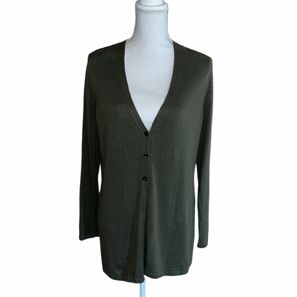J. Jill Sweaters - J.Jill Olive Green Button Up Cardigan
